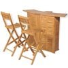 vidaXL 3-dijelni bistro set sa sklopivim stolicama od masivne tikovine