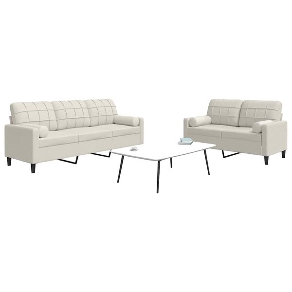 vidaXL 2-dijelni set sofa s jastucima krem bar&scaron;unasti