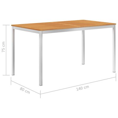 vidaXL Vrtni blagovaonski stol 150x150x75 cm masivna tikovina i čelik