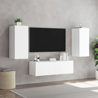 vidaXL 3-dijelni zidni TV ormarići s LED svjetlima bijeli