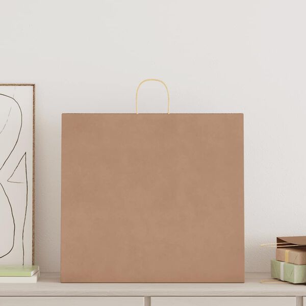 vidaXL Papirnate vrećice 50 kom s ručkama smeđe 54x15x49 cm