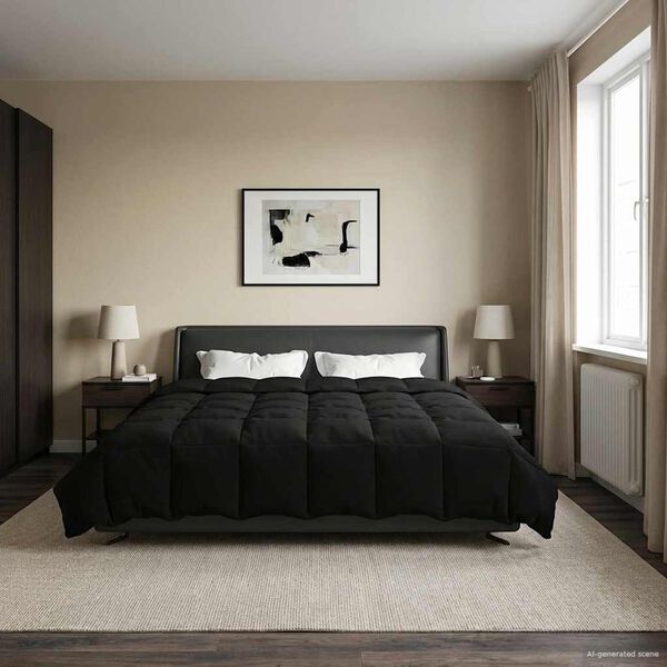 vidaXL Ljetni pokrivač &Scaron;onerisan Crna 220 x 240 cm Mikrovlakna