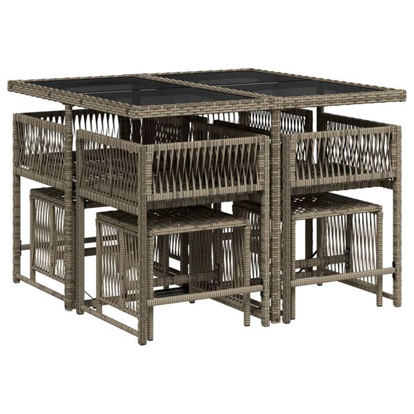 vidaXL 9-dijelni vrtni blagovaonski set sivi od poliratana