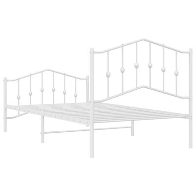 vidaXL Metalni okvir kreveta s uzglavljem i podnožjem bijeli 100x190cm