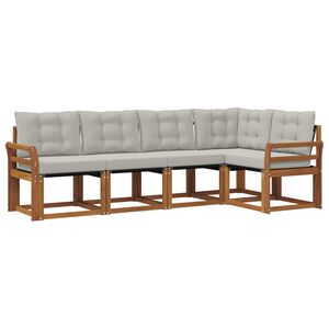 vidaXL Set vanjskih sofa 5 kom. Prirodna i svijetlo siva