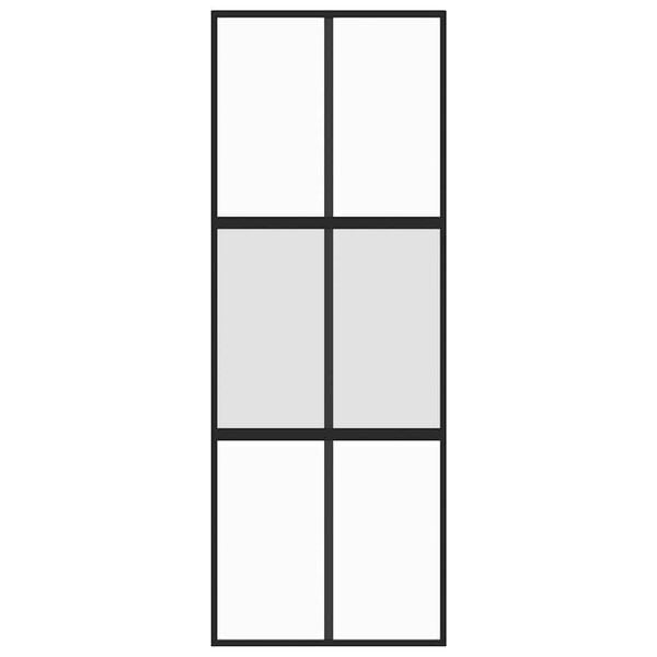 vidaXL Klizna vrata crna 76x205 cm od kaljenog stakla i aluminija