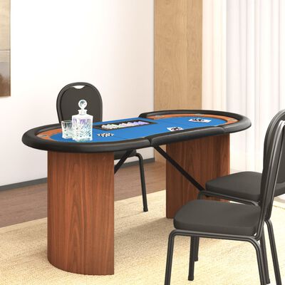 vidaXL Stol za poker za 10 igrača i držač za žetone plavi 160x80x75 cm