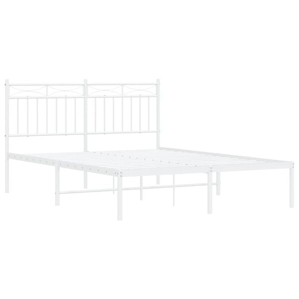 vidaXL Metalni okvir za krevet s uzglavljem bijeli 140 x 200 cm