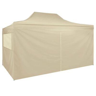 vidaXL Sklopivi Pop-up Šator sa 4 Panela 3x4,5 m Krem Bijeli
