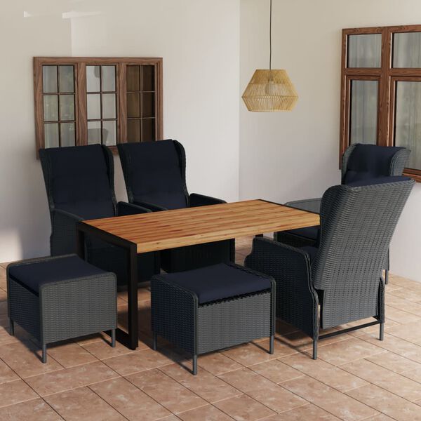 vidaXL 7-dijelni vrtni blagovaonski set tamnosivi