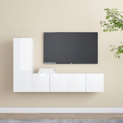 vidaXL 3-dijelni set TV ormarića visoki sjaj bijeli od iverice
