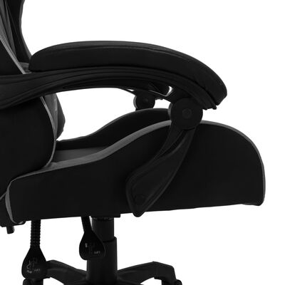 vidaXL Igraća stolica s RGB LED svjetlima sivo-crna od umjetne kože