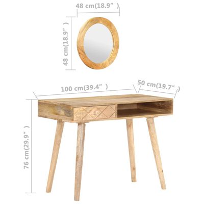 vidaXL Toaletni stolić 100 x 50 x 76 cm od masivnog drva manga