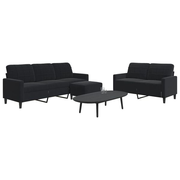 vidaXL 3-dijelni set sofa s jastucima crni bar&scaron;unasti