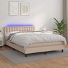 vidaXL Krevet box spring madrac LED cappuccino 140x200cm umjetna koža