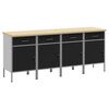 vidaXL Radni ormar s ladicama 4 kom. Crna i Siva 200 x 55 x 85 cm