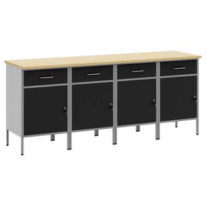 vidaXL Radni ormar s ladicama 4 kom. Crna i Siva 200 x 55 x 85 cm