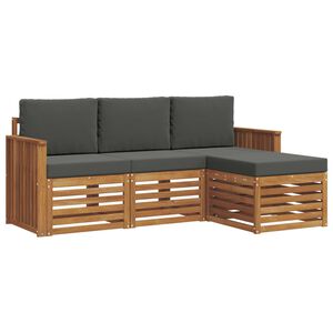 vidaXL Set vanjskih sofa s jastukom 4 pcs Prirodna i antracit