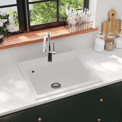 vidaXL Granitni kuhinjski sudoper s jednom kadicom bijeli