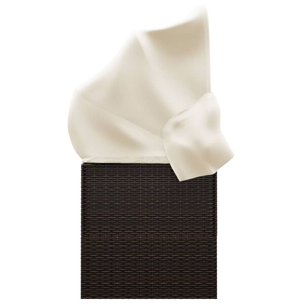 vidaXL Vanjski ležaj od poliratana s krovom i jastucima smeđi