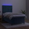 vidaXL Krevet box spring s madracem LED tamnoplavi 100x200 cm bar&scaron;un