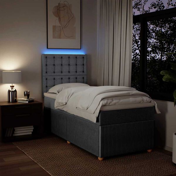 vidaXL Box spring krevet s madracem svjetlosivi 90x190 cm od tkanine