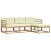 vidaXL Set vanjskih sofa s jastukom 4 pcs Bijela i krem Poliester