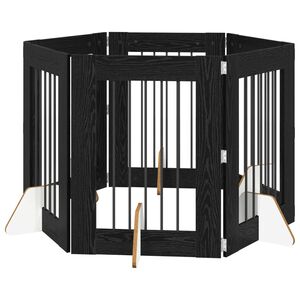 vidaXL Vrata za pse s postoljem 6 pcs Crni hrast 60 x 80 cm