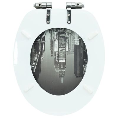 vidaXL Toaletna daska s mekim zatvaranjem MDF s uzorkom New Yorka