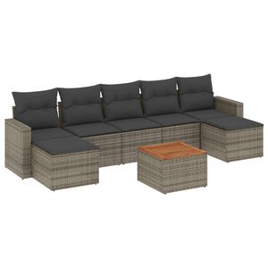 vidaXL 8-dijelni set vrtnih sofa od poliratana s jastucima sivi