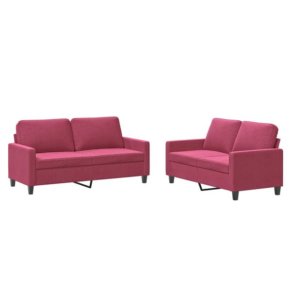 vidaXL 2-dijelni set sofa s jastucima crvena boja vina bar&scaron;unasti