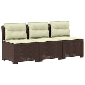 vidaXL Dvosjedni vrtni sofa s jastucima u ratan izgledu PP Smeđa
