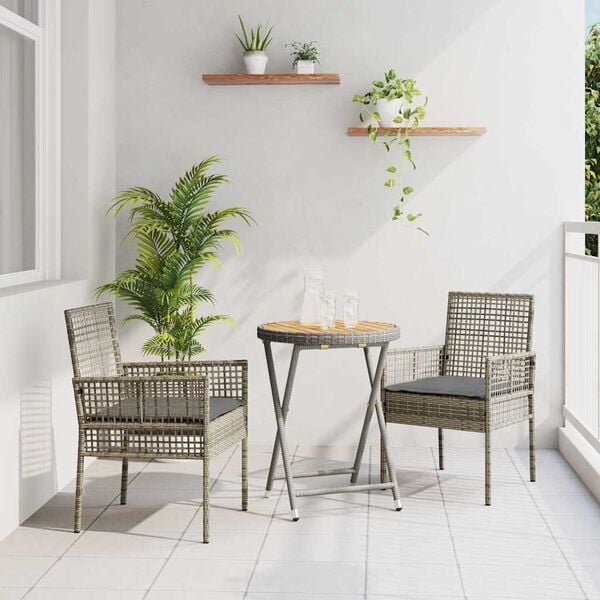 vidaXL Bistro set za vrt 3 pcs Siva poliratan