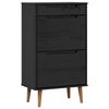 vidaXL Ormar za cipele MOLDE 59,5 x 35 x 103 cm Masivna borovina Crna
