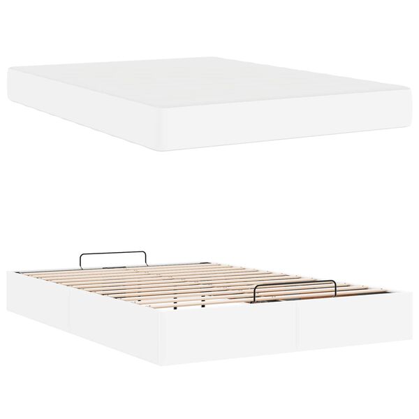 vidaXL Okvir kreveta s madracem Čista bijela 140 x 190 cm Umjetna koža
