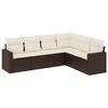 vidaXL 6-dijelni set vrtnih sofa od poliratana s jastucima smeđi