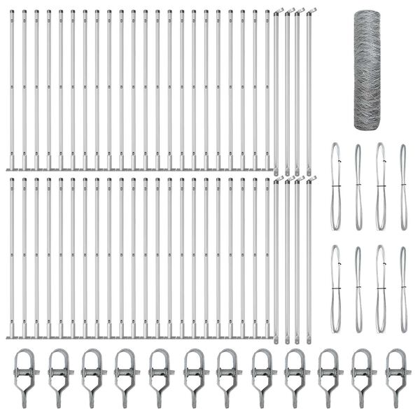 vidaXL Ograda s stupovima Srebrno 0.8 x 100 m Čelik prekriven PVC-om