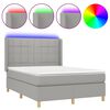 vidaXL Krevet box spring s madracem LED svjetlosivi 140x190 cm tkanina