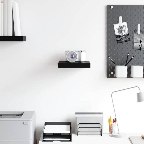 vidaXL Plutajuća zidna polica visoki sjaj crna 23 x 23,5 x 3,8 cm MDF