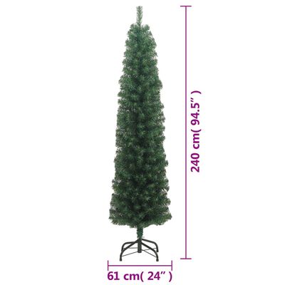 vidaXL Tanko umjetno božićno drvce sa stalkom zeleno 240 cm PVC