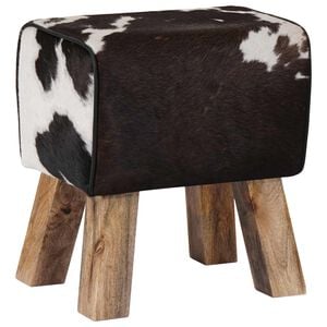 vidaXL klupa 40 x 30 x 45 cm Prava koža Crna i bijela