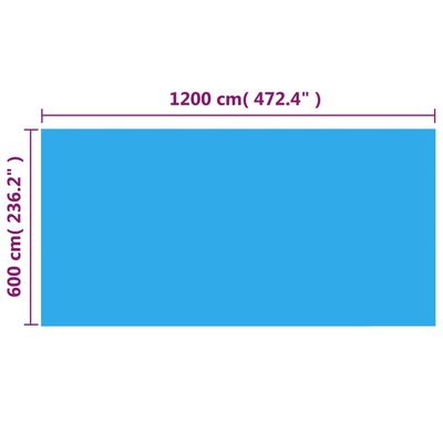 vidaXL Pravokutni pokrivač za bazen 1200 x 600 cm PE plavi