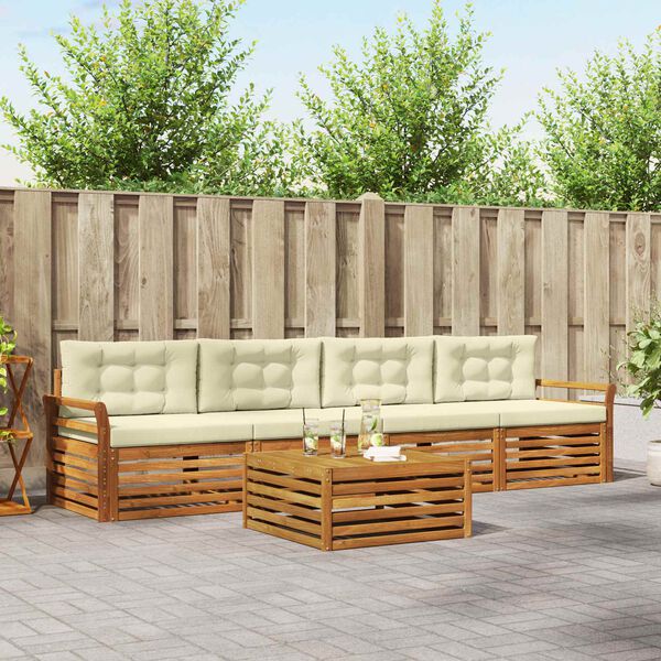 vidaXL Set vanjskih sofa s jastukom 5 pcs Prirodna i krem