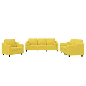 vidaXL 3-dijelni set sofa s jastucima svjetložuti od tkanine
