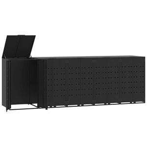 vidaXL Spremi&scaron;te za 5 kante za otpad crno 345x79x117 cm čelično