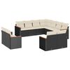 vidaXL 11-dijelni set vrtnih sofa od poliratana s jastucima crni