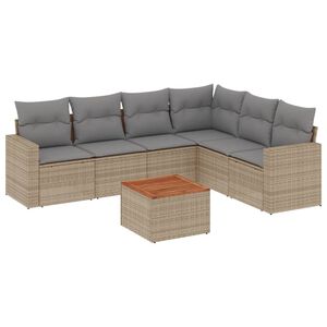 vidaXL 7-dijelni set vrtnih sofa od poliratana s jastucima bež
