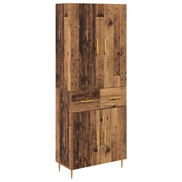 vidaXL Highboard Zidne Staro drvo 69,5 x 34 x 180 cm Konstruirano drvo