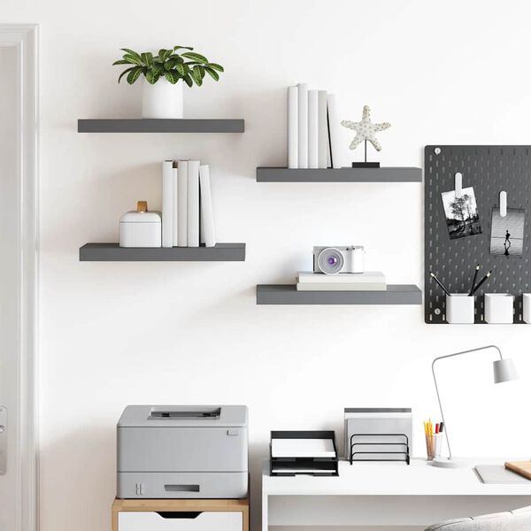 vidaXL Plutajuće zidne police 4 kom sjajne sive 50 x 23 x 3,8 cm MDF