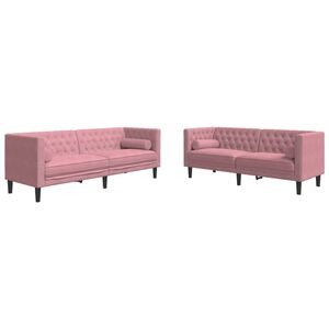 vidaXL Chesterfield garnitura s jastucima, 2 dijela, ružičasti bar&scaron;un